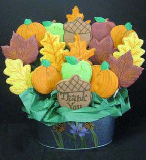 Thank You Cookie Bouquet: Pumpkins, acorns, leaves, and apples.